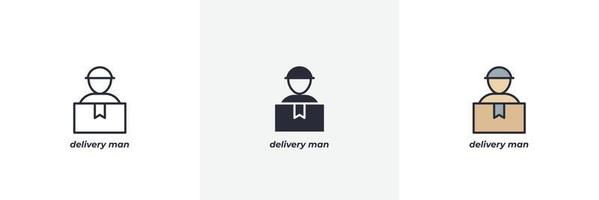 delivery man icon. Line, solid and filled outline colorful version, outline and filled vector sign. Idea Symbol, logo illustration. Vector graphics