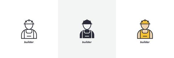 builder icon. Line, solid and filled outline colorful version, outline and filled vector sign. Idea Symbol, logo illustration. Vector graphics