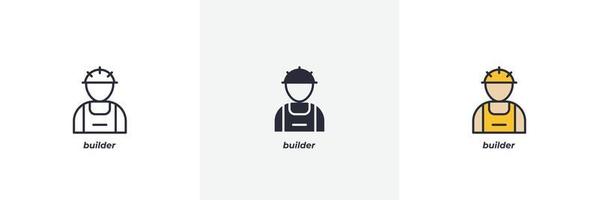 builder icon. Line, solid and filled outline colorful version, outline and filled vector sign. Idea Symbol, logo illustration. Vector graphics