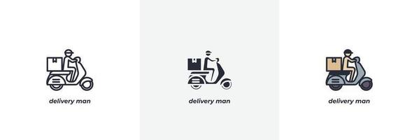 delivery man icon. Line, solid and filled outline colorful version, outline and filled vector sign. Idea Symbol, logo illustration. Vector graphics
