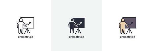 presentation icon. Line, solid and filled outline colorful version, outline and filled vector sign. Idea Symbol, logo illustration. Vector graphics