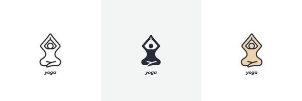 icono de yoga. línea, versión en color de contorno sólido y relleno, contorno y signo de vector relleno. símbolo de idea, ilustración de logotipo. gráficos vectoriales