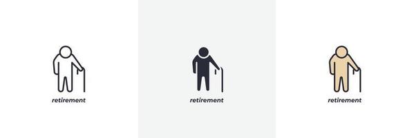 retirement icon. Line, solid and filled outline colorful version, outline and filled vector sign. Idea Symbol, logo illustration. Vector graphics