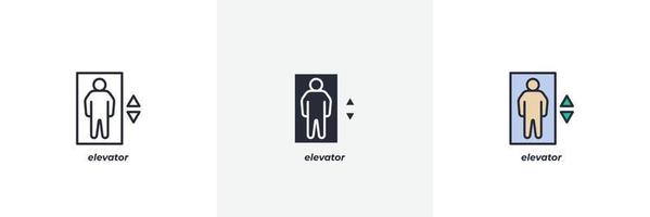 icono de ascensor. línea, versión en color de contorno sólido y relleno, contorno y signo de vector relleno. símbolo de idea, ilustración de logotipo. gráficos vectoriales