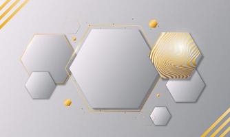 fondo hexagonal blanco y dorado de lujo. vector