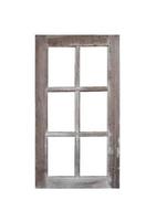 Real vintage wood glass door window frame isolated on white background photo