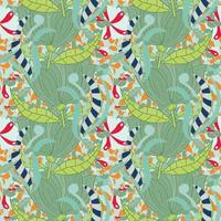Abstract colorful fantasy messy doodle flower seamless pattern. Creative floral background. Ditsy floret texture. vector