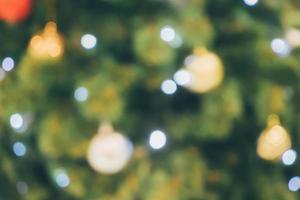Abstract christmas holiday with festive gold bokeh light on tree blurred background photo