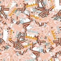 Fantasy messy freehand doodle geometric shapes seamless pattern.  Infinity ditsy scribble abstract card, layout. Creative background. Textile, fabric, wrapping paper. vector