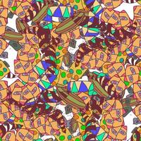Fantasy messy freehand doodle geometric shapes seamless pattern.  Infinity ditsy scribble abstract card, layout. Creative background. Textile, fabric, wrapping paper. vector
