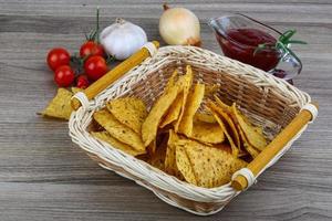 Nachos on wood photo