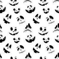 Seamless pattern with emotions halloween pumpkins on white background. Funny faces for scrapbook digital paper, textile print, page fill. Vector illustration