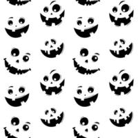 Seamless pattern with emotions halloween pumpkins on white background. Funny faces for scrapbook digital paper, textile print, page fill. Vector illustration