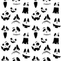 Seamless pattern with emotions halloween pumpkins on white background. Funny faces for scrapbook digital paper, textile print, page fill. Vector illustration