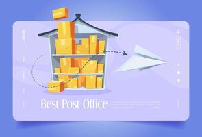 Best post office cartoon landing, parcel shipping vector