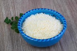 Shredded parmesan dish view photo