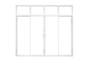 White modern double glass door window frame front store isolated on white background photo