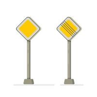 Vector illustration of isolated road signs. Sign of the beginning and end of the main road.