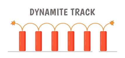 Vector illustration of dynamite track isolated on white background. Countdown. Chain reaction.