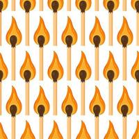 Vector illustration of match pattern. Endless picture of lit matches isolated on white background.