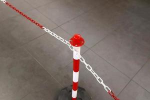 Road barriers along the sidewalk for the safe passage of pedestrians. photo