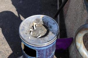 Ashtray for tobacco ash and used tobacco products. photo