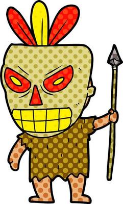 Vector shaman in cartoon style