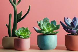 succulent plants on a pink background photo