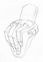 hand-drawn sketch of plaster cast of male hand photo