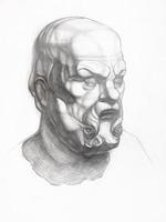 sketch of Socrates head drawn by graphite pencil photo