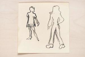 sketch fashionable silhouette of the 60s and 70s photo