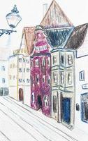 sketch of facades of old urban houses in Augsburg photo