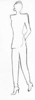outline of fashionable silhouette of woman of 80s photo