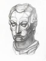 sketch of Gattamelata head drawn by pencil photo
