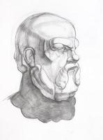 sketch of Socrates head hand-drawn by pencil photo