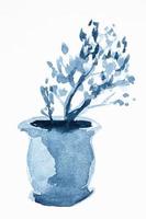 sketch of ceramic flowerpot with small tree photo