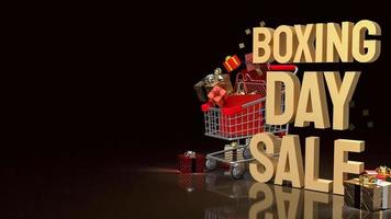 The gift box  and gold text Boxing Day for shopping concept 3d rendering photo