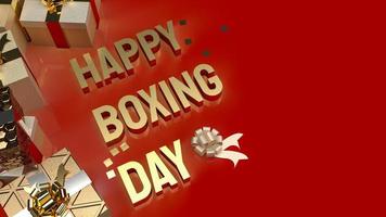 The gift box  and gold text Boxing Day for shopping concept 3d rendering photo