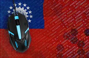 Myanmar flag  and computer mouse. Digital threat, illegal actions on the Internet photo