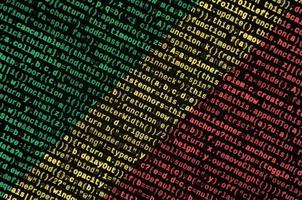 Congo flag  is depicted on the screen with the program code. The concept of modern technology and site development photo