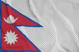 Nepal flag printed on a polyester nylon sportswear mesh fabric w photo