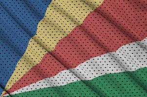 Seychelles flag printed on a polyester nylon sportswear mesh fab photo