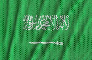 Saudi Arabia flag printed on a polyester nylon sportswear mesh f photo