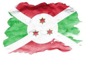 Burundi flag  is depicted in liquid watercolor style isolated on white background photo