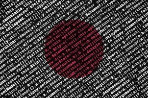 Japan flag  is depicted on the screen with the program code. The concept of modern technology and site development photo