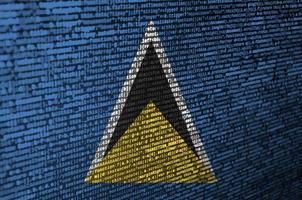 Saint Lucia flag  is depicted on the screen with the program code. The concept of modern technology and site development photo