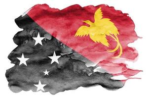 Papua New Guinea flag  is depicted in liquid watercolor style isolated on white background photo