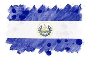 El Salvador flag  is depicted in liquid watercolor style isolated on white background photo