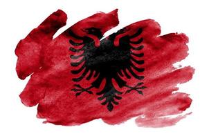 Albania flag  is depicted in liquid watercolor style isolated on white background photo