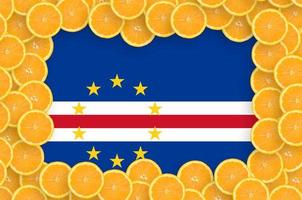 Cabo verde flag  in fresh citrus fruit slices frame photo